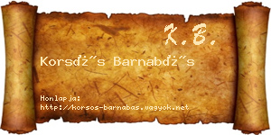 Korsós Barnabás névjegykártya