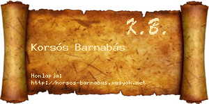 Korsós Barnabás névjegykártya